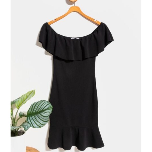 NEW Francesca's black Off Shoulder Mini Dress MED - Picture 2 of 7